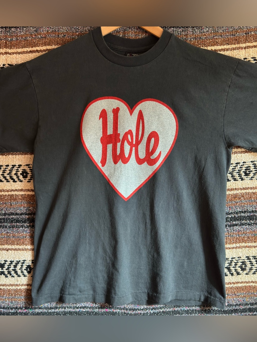 Hole Band Shirt Short Sleeve Tee Size Large Faded Black Reprint